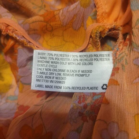 Wild Fable Sheer Orange Floral Top Women's Size Small - Picture 8 of 8